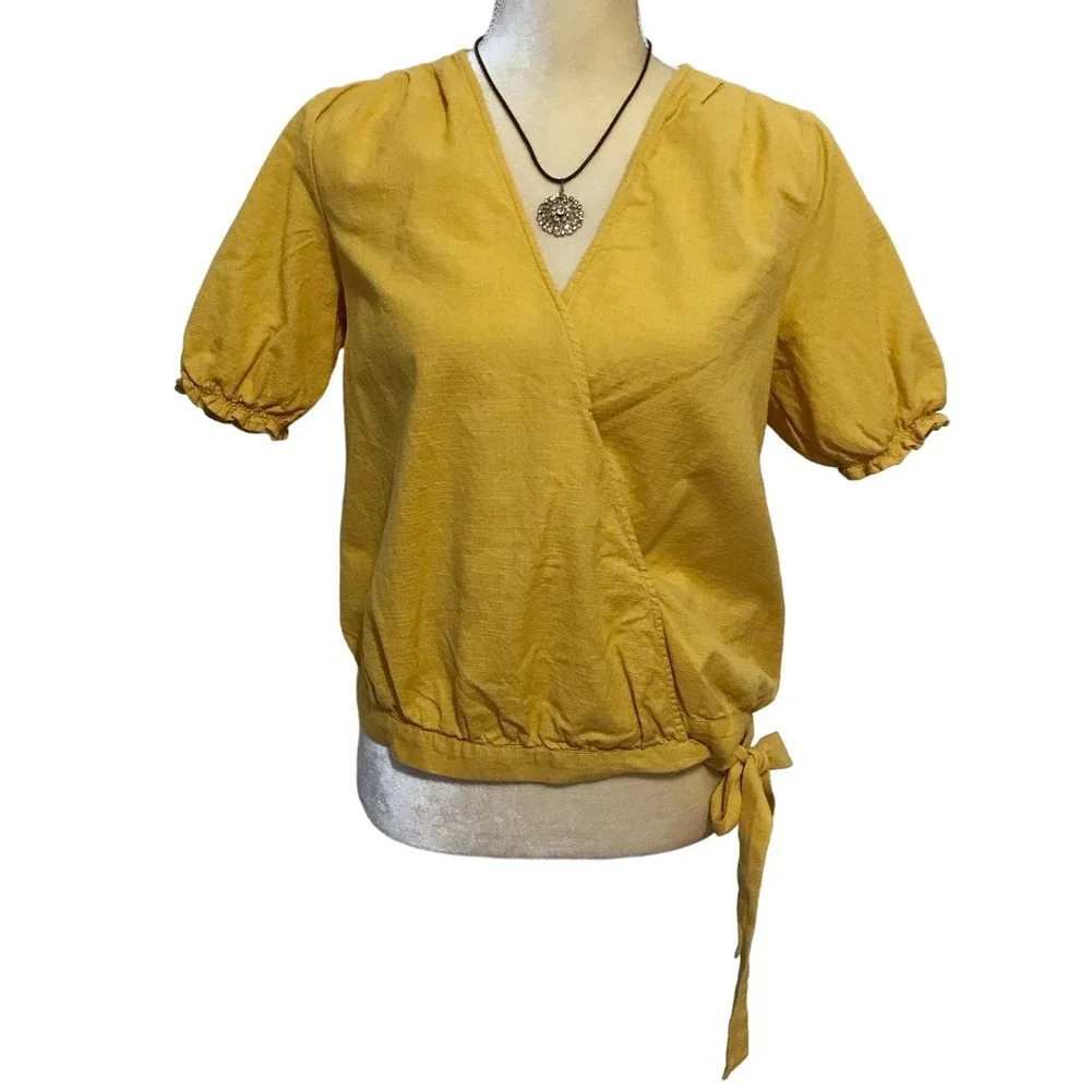 Lucky Brand V-Neck Wrap Blouse Women M